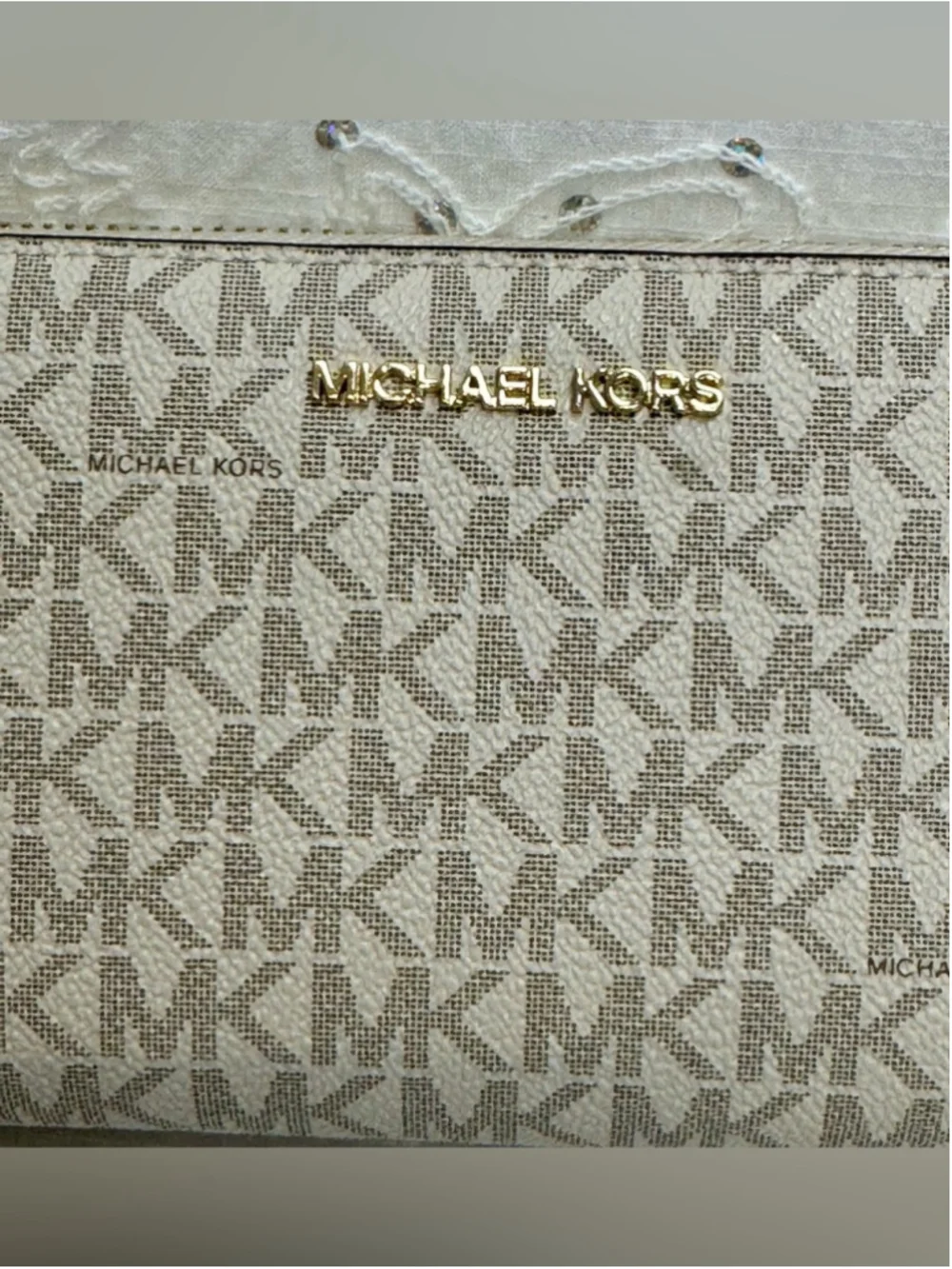 Michael Kors Jet Set Travel Large Continental Wristlet Wallet Vanilla Logo